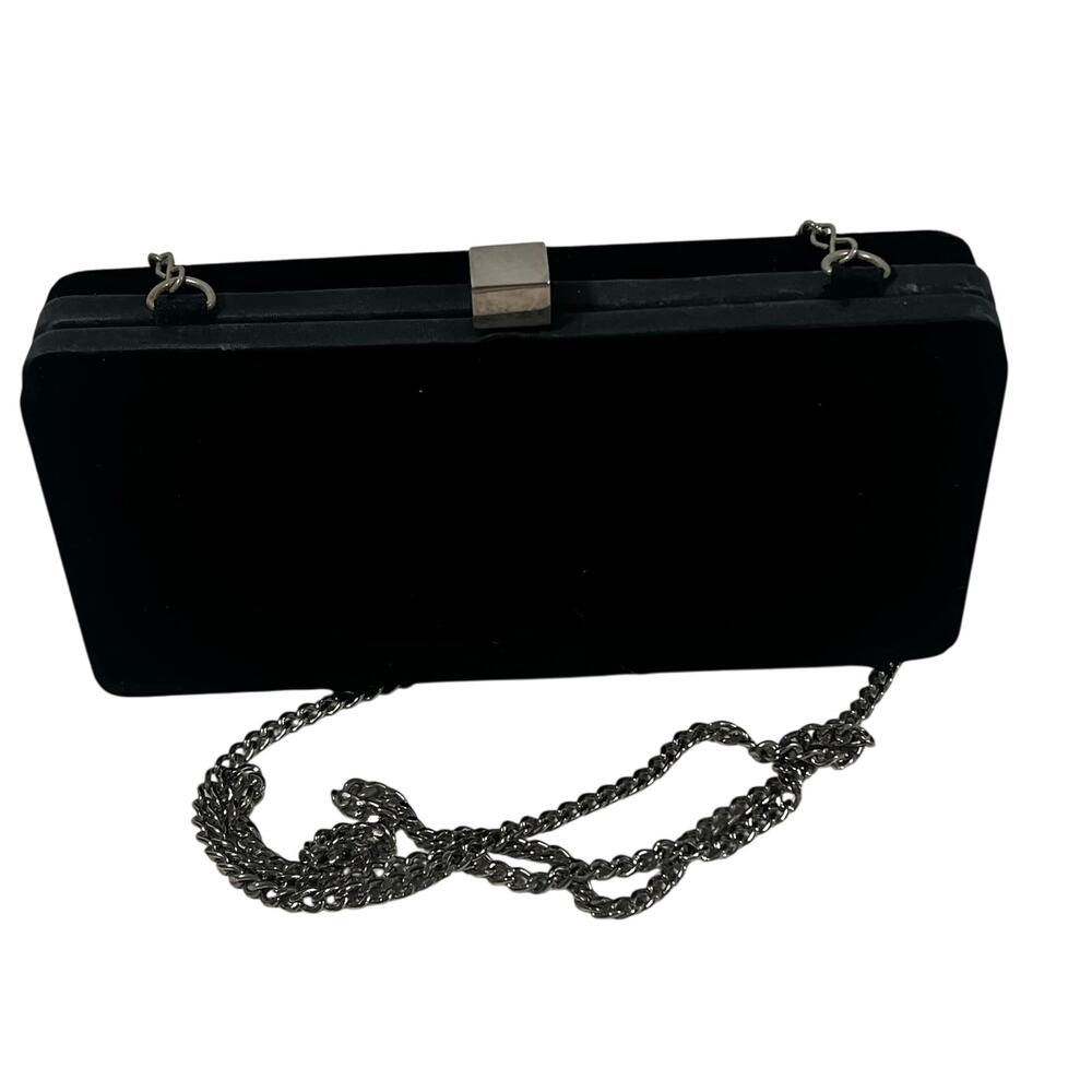 Signature Studio Black Velvet Small Evening Bag Clutch Crossbody Chain